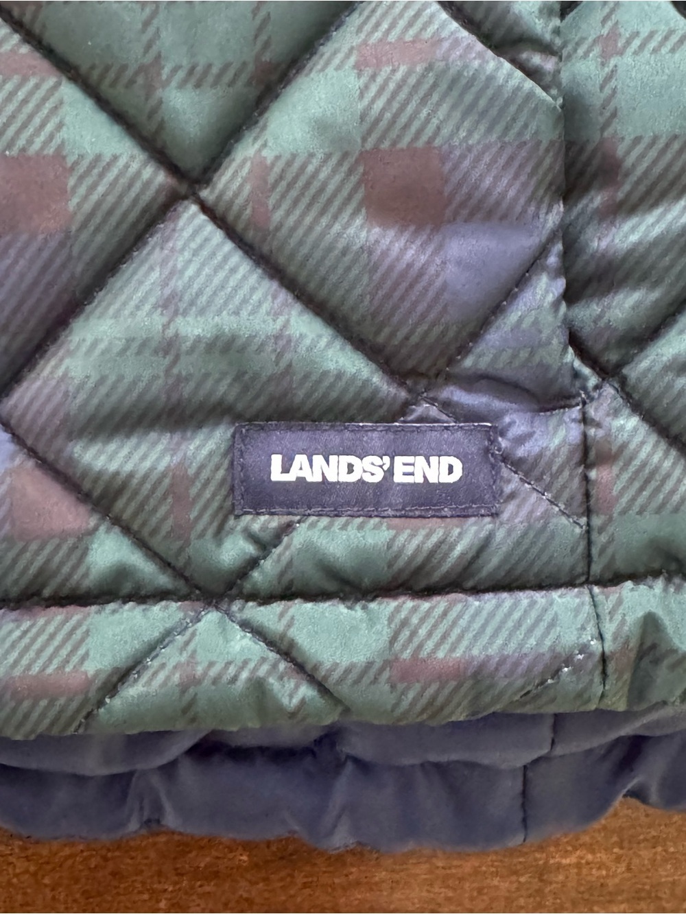 Lands' End Green and Blue Plaid Quilted Vest Size Small 6-8 - Picture 2 of 6